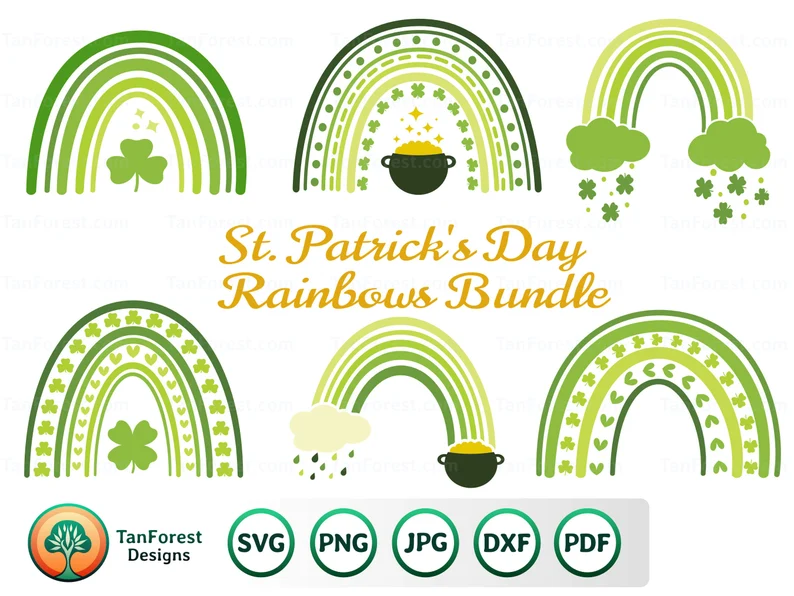 St Patricks Day Rainbow Svg Bundle Layered. St Patricks clipart. Irish rainbow svg, png, dxf. Cut files for Cricut and Silhouette.